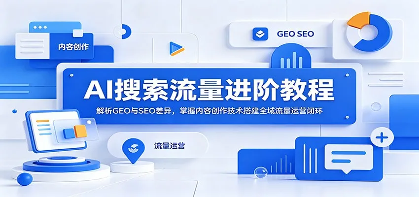 AI搜索流量进阶教程:解析GEO与SEO差异,掌握内容创作技术搭建全域流量运营闭环_一起云网创