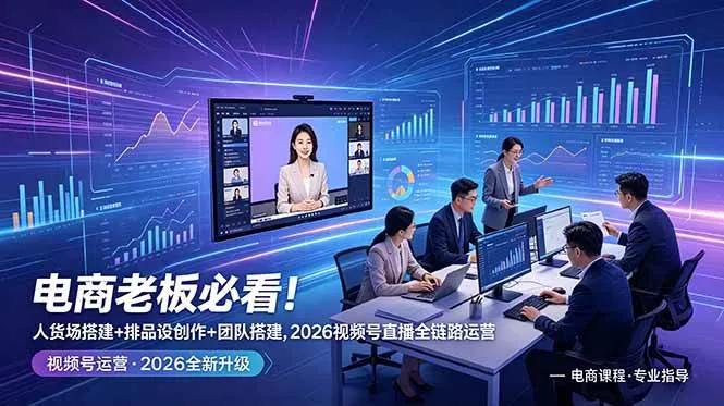 (18845期)电商老板必看!人货场搭建+排品设计+素材创作+团队搭建,2026视频号直播全链路运营_一起云网创