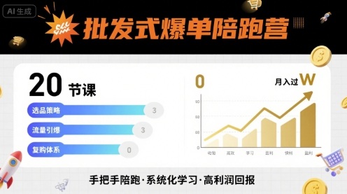 批发式爆单陪跑营，20节课带你实现批发式爆单，带你经松月入过W_就是爱分享