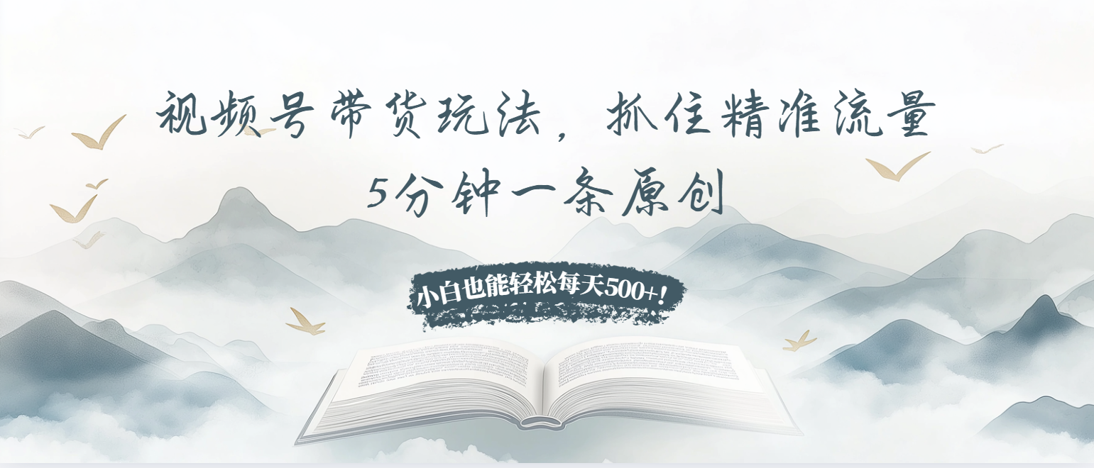 视频号带货玩法，抓住精准流量，5分钟一条原创，小白也能轻松每天500+！_就是爱分享