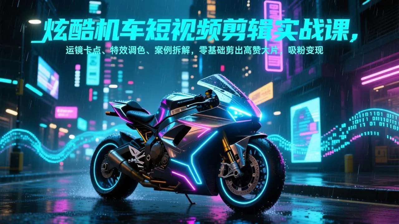 （17304期）炫酷机车短视频剪辑实战课，运镜卡点、特效调色、案例拆解，零基础剪出高赞大片，吸粉变现_就是爱分享