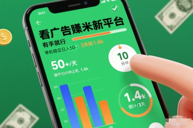 看广告賺米新平台，有手就行，单机稳定日入50+，操作10分钟上手，3天搞了1.4k【揭秘】_就是爱分享