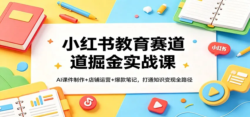 小红书教育赛道掘金实战课:AI课件制作+店铺运营+爆款笔记,打通知识变现全路径_就是爱分享
