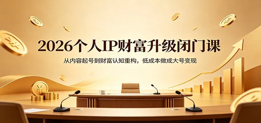 2026个人IP财富升级闭门课：从内容起号到财富认知重构，低成本做成大号变现_就是爱分享