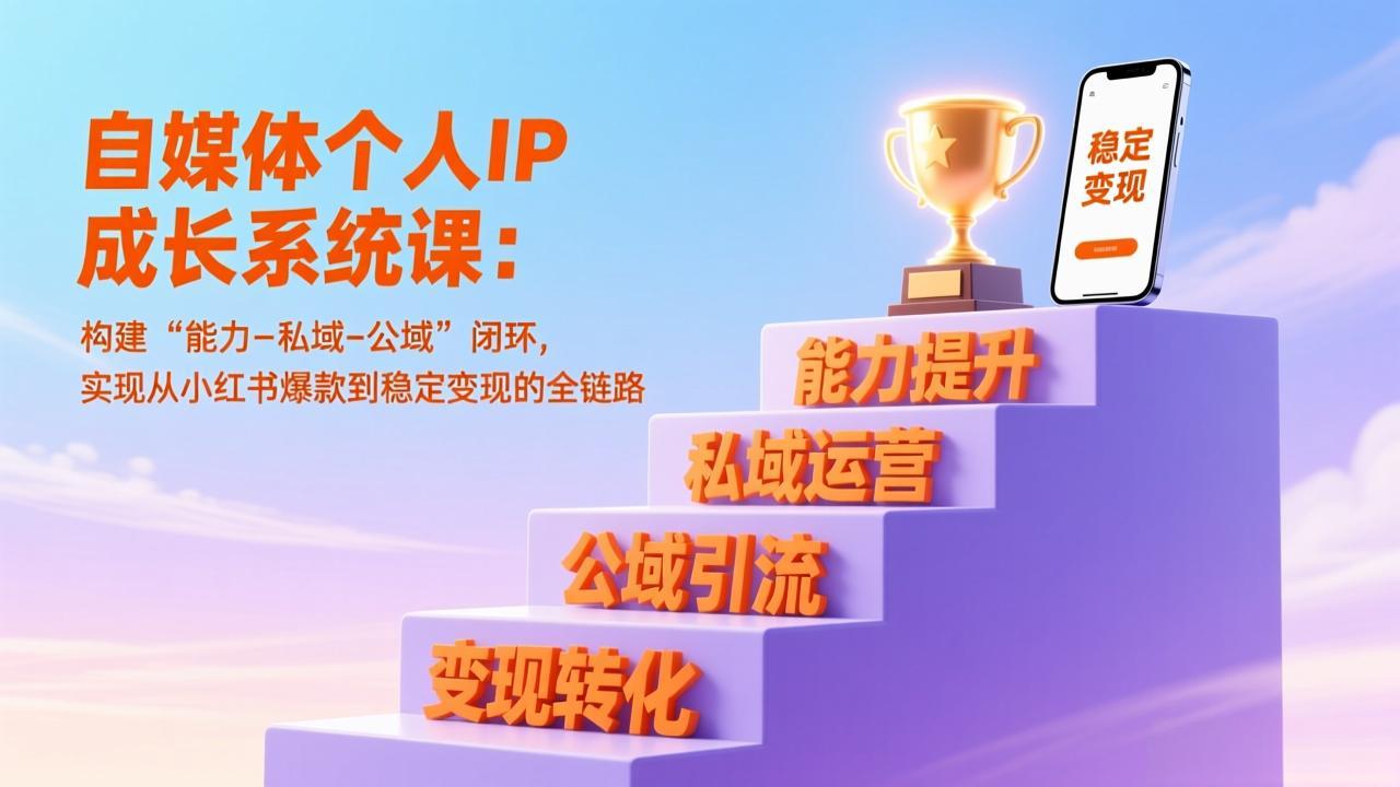 自媒体个人IP成长系统课：构建“能力-私域-公域”闭环，实现从小红书爆款到稳定变现的全链路_就是爱分享