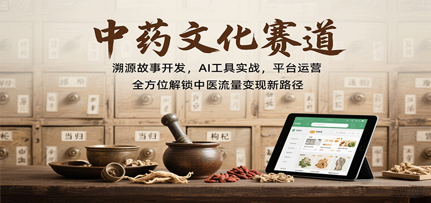 中药文化赛道：溯源故事开发，AI工具实战，平台运营，全方位解锁中医流量变现新路径_就是爱分享