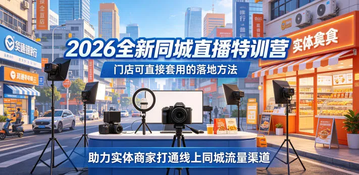 2026全新同城直播特训营,门店可直接套用的落地方法,助力实体商家打通线上同城流量渠道_一起云网创