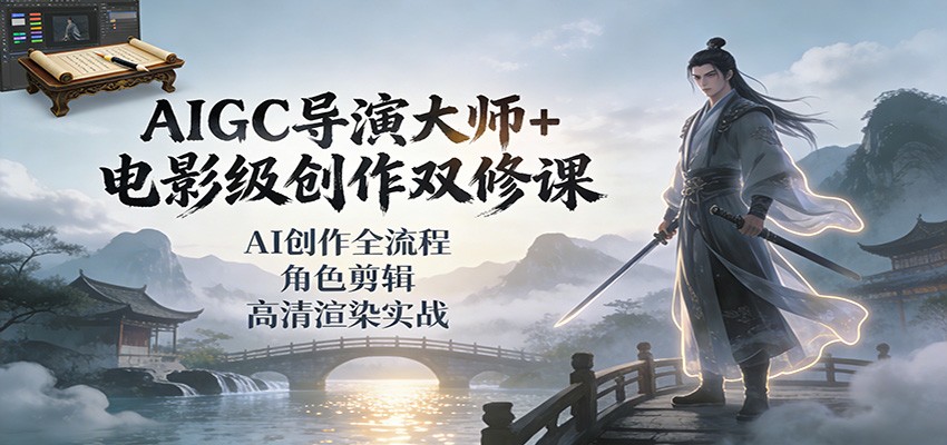 AIGC导演大师+电影级创作双修课:AI创作全流程、角色剪辑、高清渲染实战_就是爱分享