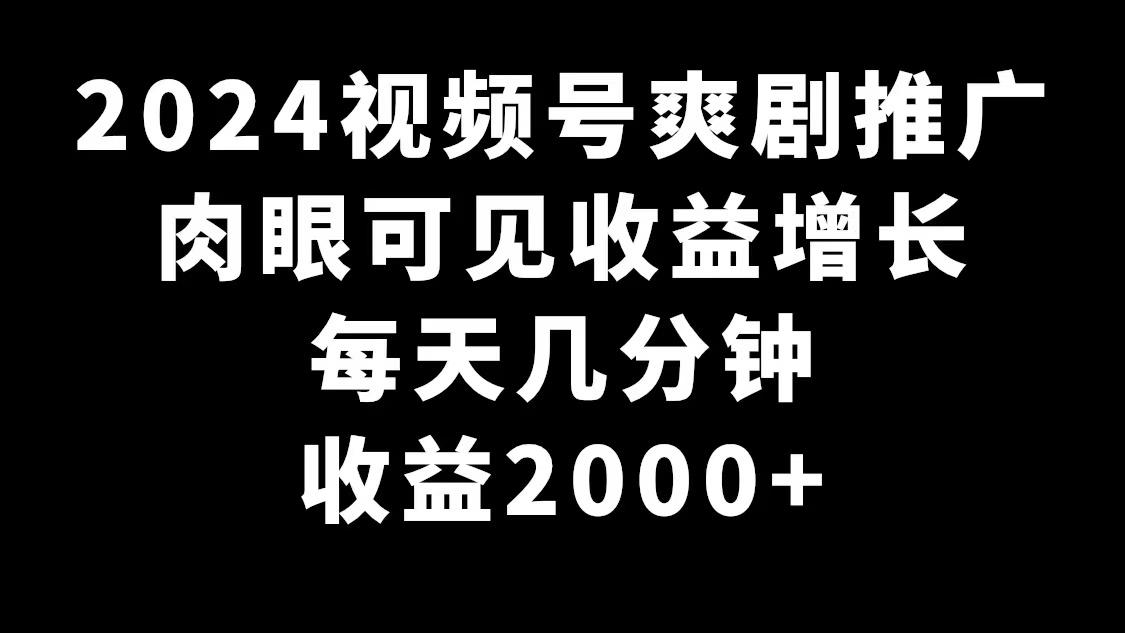 2024视频号爽剧推广，肉眼可见的收益增长，每天几分钟收益2000+_就是爱分享