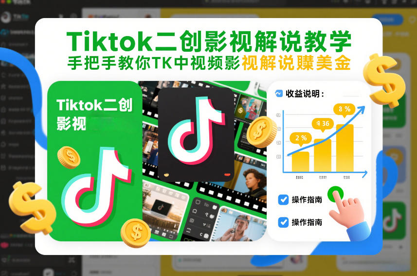 Tiktok二创影视解说教学,手把手教你TK中视频影视解说賺美金(更新26年1月) Tiktok二创影视解说教学,手把手教你TK中视频影视解说賺美金(更新26年1月)