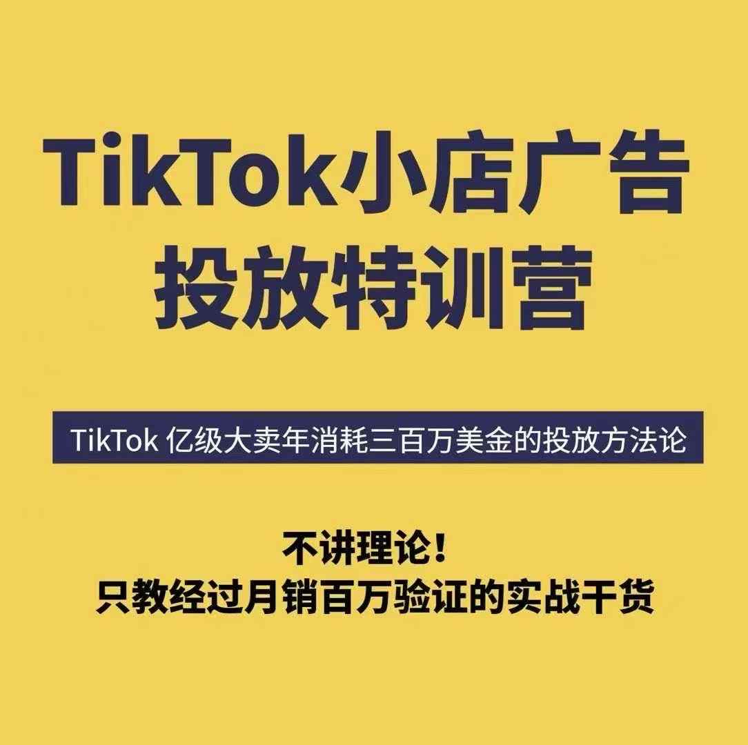 TikTok小店广告投放特训营，6天破局计划专治各种“投不动”，教你经过月销百万验证的实战干货_就是爱分享