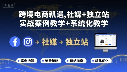 跨境电商新机遇，社媒+独立站，实战案例教学+系统化教学_就是爱分享