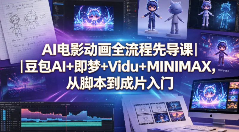 AI电影动画全流程先导课｜豆包AI+即梦+Vidu+MINIMAX，从脚本到成片入门_就是爱分享