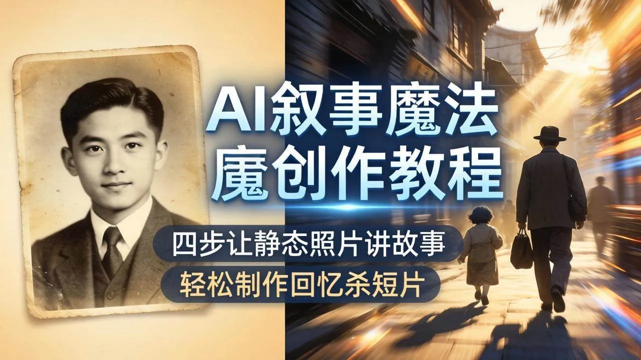（18208期）AI叙事魔法创作教程，四步让静态照片讲故事，老照片修复加动态特效，轻松制作回忆杀短片_就是爱分享