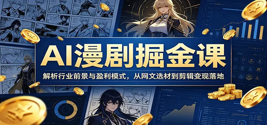 AI漫剧掘金课:解析行业前景与盈利模式,从网文选材到剪辑变现落地_一起云网创