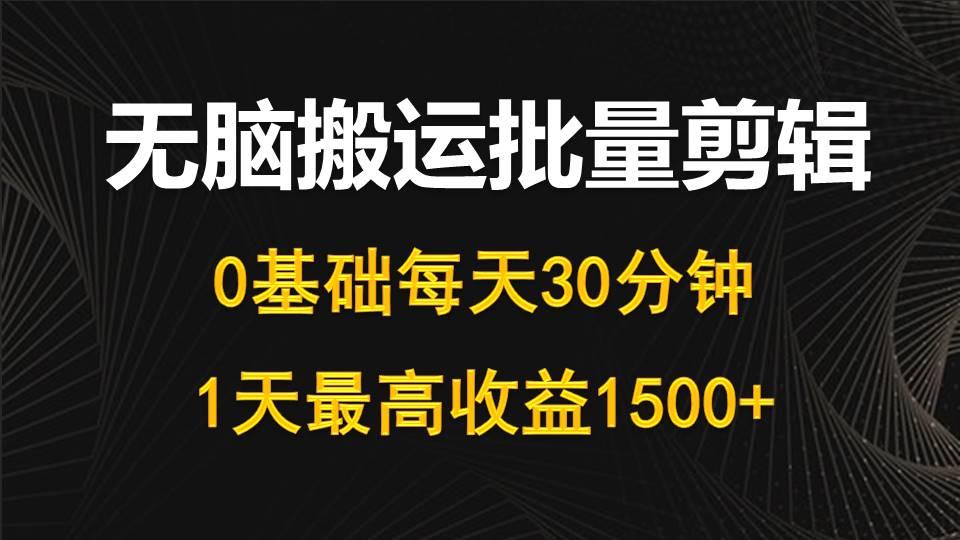 (10008期)每天30分钟，0基础无脑搬运批量剪辑，1天最高收益1500+_就是爱分享