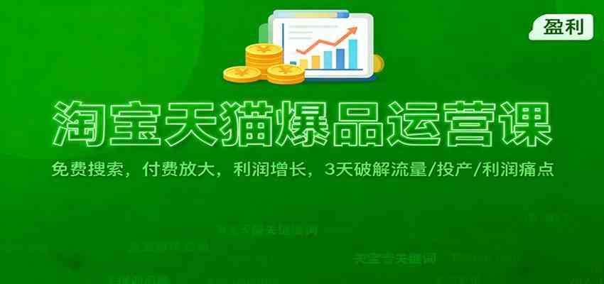 淘宝天猫爆品运营课：免费搜索，付费放大，利润增长，3 天破解流量/ 投产/利润痛点_就是爱分享