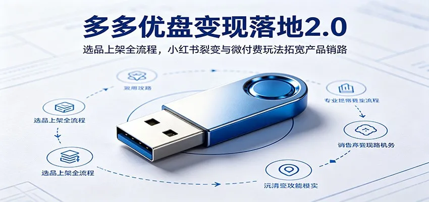 多多优盘变现落地2.0:选品上架全流程,小红书裂变与微付费玩法拓宽产品销路_一起云网创