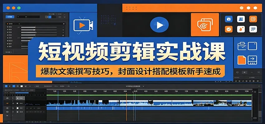短视频剪辑实战课：爆款文案撰写技巧，封面设计搭配模板新手速成_一起云网创