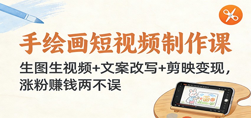 手绘画短视频制作课：生图生视频+文案改写+剪映变现，涨粉赚钱两不误_就是爱分享