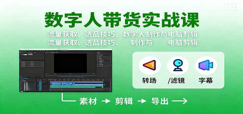 数字人变现实战课：流量获取、选品技巧、数字人制作与电脑剪辑_就是爱分享
