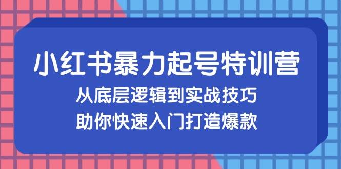 小红书暴力起号训练营，从底层逻辑到实战技巧，助你快速入门打造爆款_就是爱分享