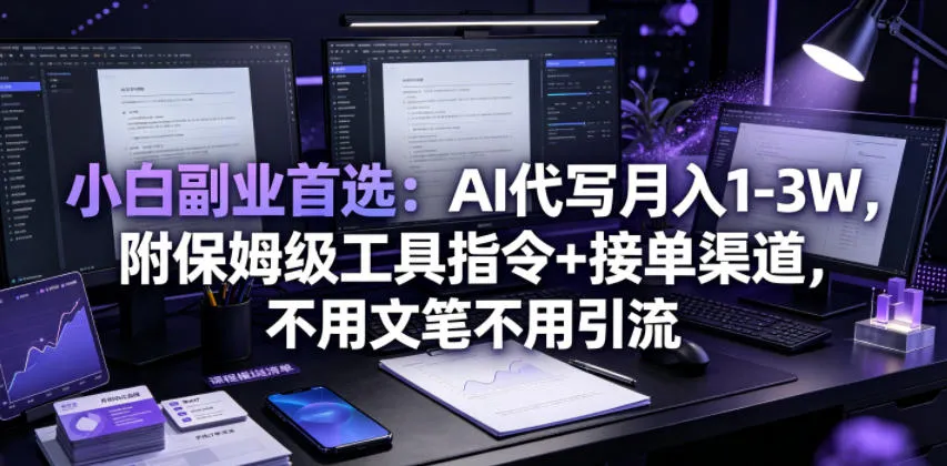 小白副业首选：AI代写月入1-3W，附保姆级工具指令+接单渠道，不用文笔不用引流【揭秘】_一起云网创