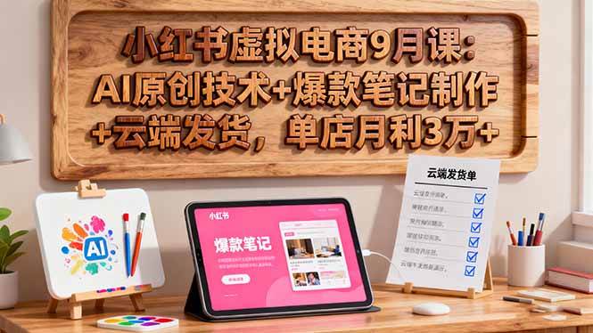 （16287期）小红书虚拟电商9月课：AI原创技术+爆款笔记制作+云端发货，单店月利3万+_就是爱分享