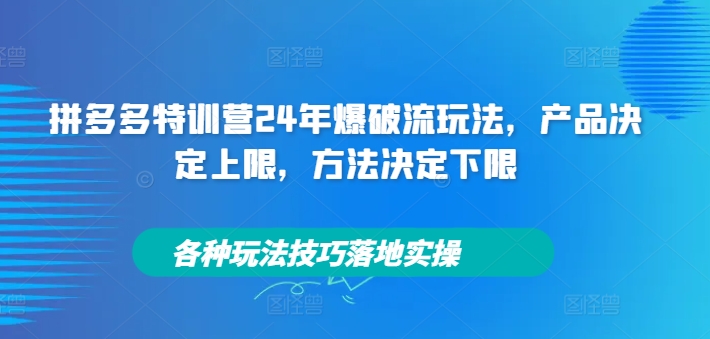 拼多多特训营24年爆破流玩法，产品决定上限，方法决定下限，各种玩法技巧落地实操_就是爱分享