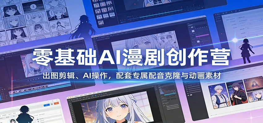 零基础AI漫剧创作营：出图剪辑、AI操作，配套专属配音克隆与动画素材_就是爱分享