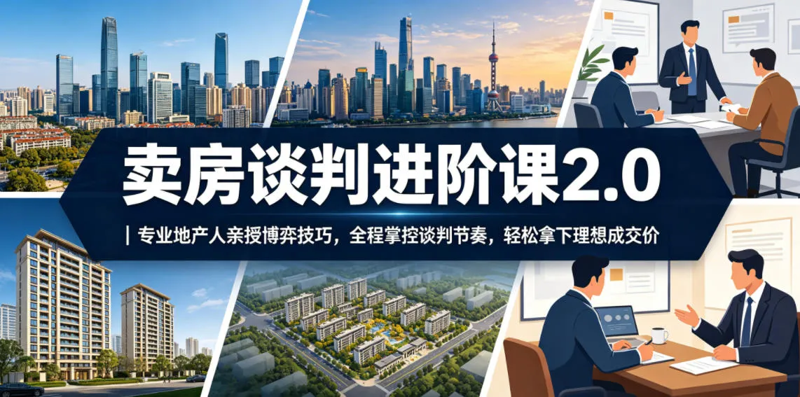 卖房谈判进阶课2.0|专业地产人亲授博弈技巧,全程掌控谈判节奏,轻松拿下理想成交价_一起云网创