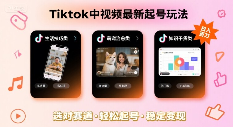 Tiktok中视频最新起号玩法，想要日入百刀，做好这几个赛道就可以了_就是爱分享