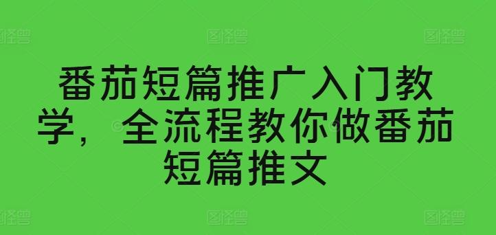 番茄短篇推广入门教学，全流程教你做番茄短篇推文_就是爱分享