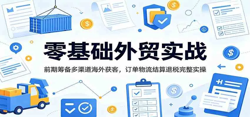 零基础外贸实战：前期筹备多渠道海外获客，订单物流结算退税完整实操_一起云网创