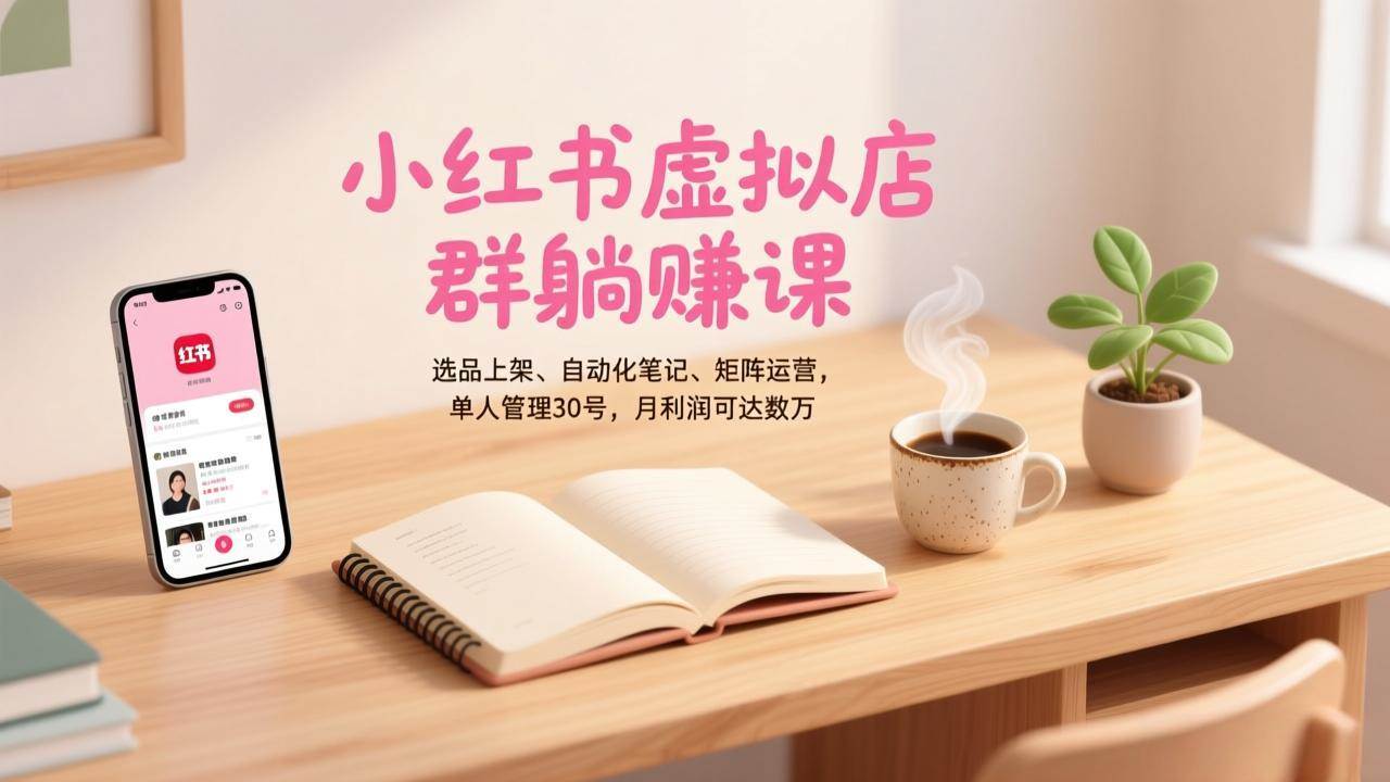 （17072期）小红书虚拟店群躺赚课，选品上架、自动化笔记、矩阵运营，单人管理30号，月利润可达数万_就是爱分享