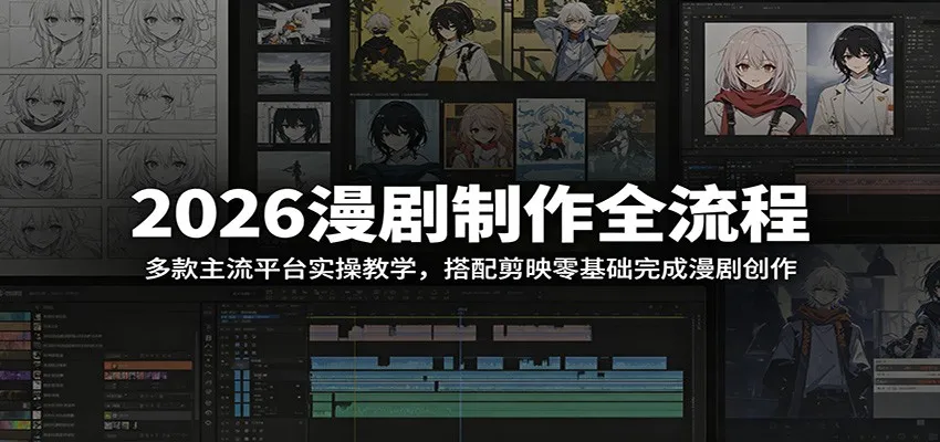 2026漫剧制作全流程:多款主流平台实操教学,搭配剪映零基础完成漫剧创作_一起云网创