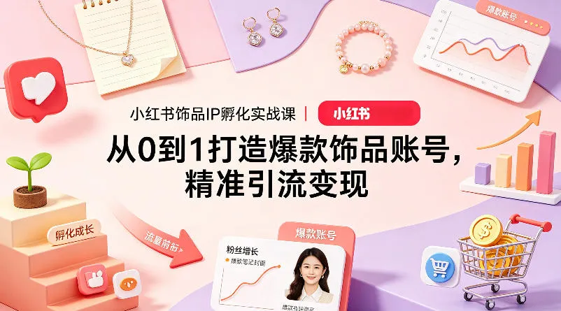 小红书饰品IP孵化实战课｜从0到1打造爆款饰品账号，精准引流变现_就是爱分享