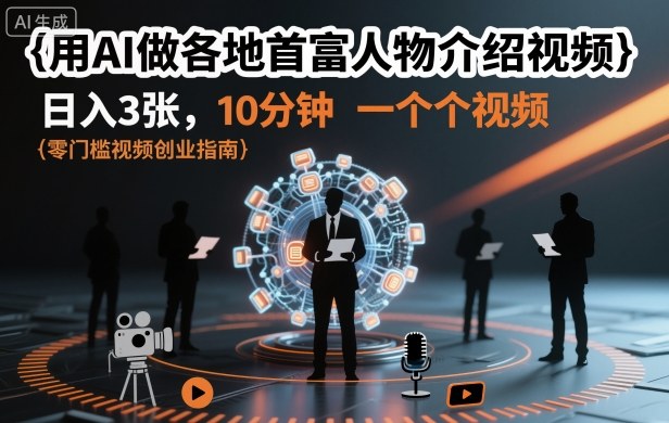 用AI做各地首富人物介绍视频,日入3张,10分钟一个视频_就是爱分享