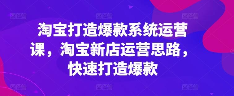 淘宝打造爆款系统运营课，淘宝新店运营思路，快速打造爆款_就是爱分享
