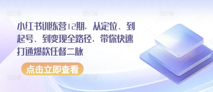 小红书训练营12期，从定位、到起号、到变现全路径，带你快速打通爆款任督二脉_就是爱分享