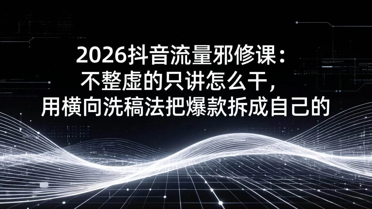 （17725期）2026抖音流量邪修课：不整虚的只讲怎么干，用横向洗稿法把爆款拆成自己的_就是爱分享