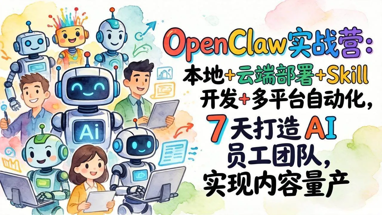 （17673期）OpenClaw实战营-更新：本地+云端部署+Skill开发+多平台自动化，7天打造AI员工团队+实现内容量产_就是爱分享