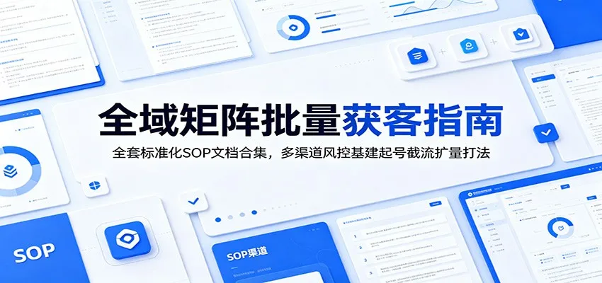 全域矩阵批量获客指南：全套标准化SOP文档合集，多渠道风控基建起号截流扩量打法_一起云网创