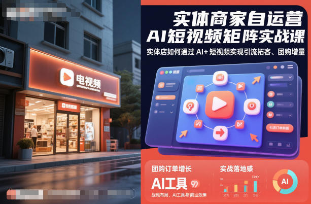 实体商家自运营AI短视频矩阵实战课,实体店如何通过AI+短视频实现引流拓客、团购增量_就是爱分享