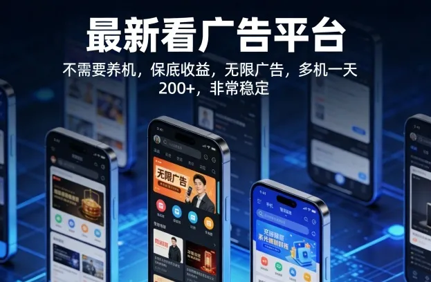 最新看广告平台，不需要养机，保底收益，无限广告，多机一天200+，非常稳定【揭秘】_就是爱分享