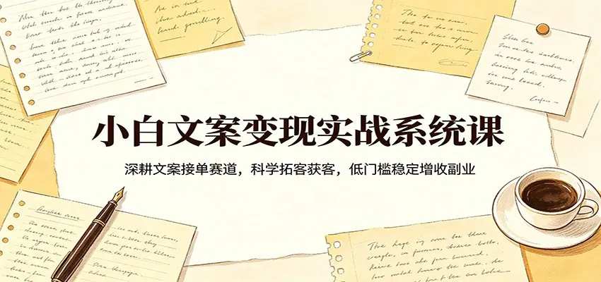 小白文案变现实战系统课：深耕文案接单赛道，科学拓客获客，低门槛稳定增收副业_就是爱分享