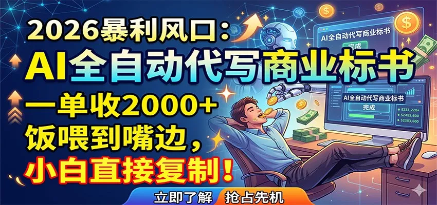 AI全自动代写商业标书，一单收2000+，饭喂到嘴边，小白直接复制_一起云网创