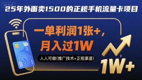 25年外面卖1500的正规手机流量卡项目，一单利润1张+，月入过1W，人人可做(推广技术+正规渠道)【揭秘】_就是爱分享