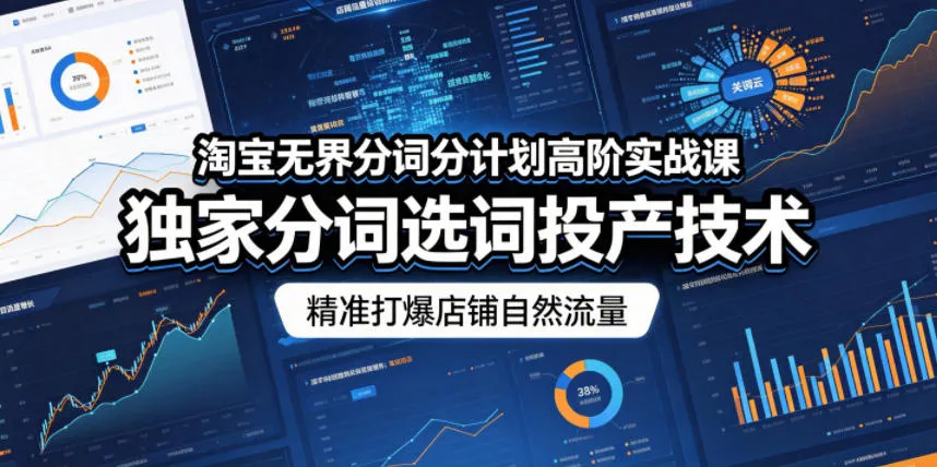 淘宝无界分词分计划高阶实战课,独家分词选词投产技术,精准打爆店铺自然流量_一起云网创