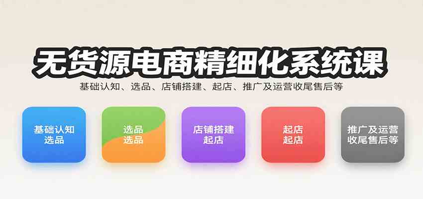 无货源电商精细化系统课：基础认知、选品、店铺搭建、起店、推广及运营收尾售后等_就是爱分享